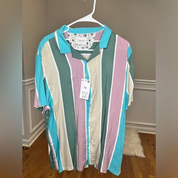 NWT Denim & Flower stripe button up - Picture 1 of 4